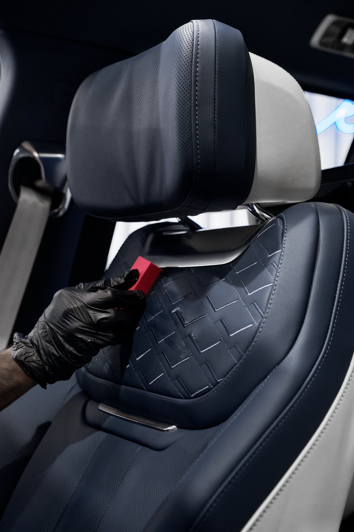 Range Rover leather seat interior detailing